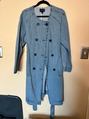J.Crew light Blue Denim Trench Coat